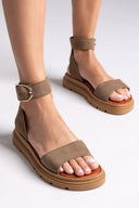 Σανδάλια flatforms καστόρινα με μπαρέτα TFP