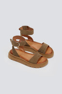 Σανδάλια flatforms καστόρινα με μπαρέτα TFP