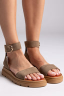 Σανδάλια flatforms καστόρινα με μπαρέτα TFP