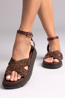 Σανδάλια flatforms καστόρινα με print Tfp