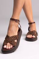 Σανδάλια flatforms καστόρινα με print Tfp