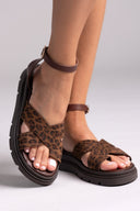 Σανδάλια flatforms καστόρινα με print Tfp