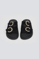 Σανδάλια flatforms καστόρινα με στρας Estil
