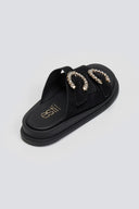 Σανδάλια flatforms καστόρινα με στρας Estil