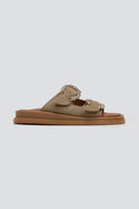 Σανδάλια flatforms καστόρινα με στρας Estil