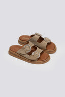 Σανδάλια flatforms καστόρινα με στρας Estil