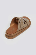 Σανδάλια flatforms καστόρινα με στρας Estil