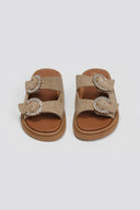 Σανδάλια flatforms καστόρινα με στρας Estil