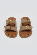 Σανδάλια flatforms καστόρινα με τοκάδες Estil