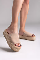 Σανδάλια flatforms καστόρινα Xti 143639 - Μπεζ - thefashionproject.gr - Xti Footwear