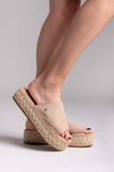 Σανδάλια flatforms καστόρινα Xti 143639 - Μπεζ - thefashionproject.gr - Xti Footwear