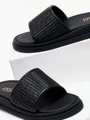 Σανδάλια flatforms με φαρδιά ψάθινη φάσα Estil