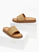 Σανδάλια flatforms με φαρδιά ψάθινη φάσα Estil