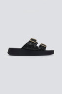 Σανδάλια flatforms με γκλίτερ Estil