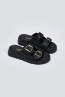 Σανδάλια flatforms με γκλίτερ Estil