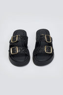Σανδάλια flatforms με γκλίτερ Estil