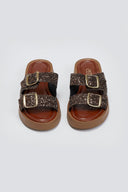 Σανδάλια flatforms με γκλίτερ Estil