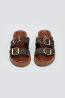 Σανδάλια flatforms με γκλίτερ Estil - Χαλκός - thefashionproject.gr - Estil - 23937013003