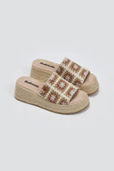 Σανδάλια flatforms με πλεκτό σχέδιο Refresh 172842 - Μπεζ - thefashionproject.gr - Refresh - 23639003002