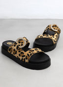 Σανδάλια flatforms με print και τοκά με στρας TFP
