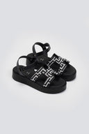 Σανδάλια flatforms με print μαίανδρο - Μαύρο - thefashionproject.gr - MIRA