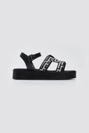 Σανδάλια flatforms με print μαίανδρο - Μαύρο - thefashionproject.gr - MIRA