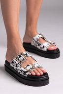Σανδάλια flatforms με print Mariella Fabiani 2551/95 - Λευκό/Μαύρο - thefashionproject.gr - Mariella Fabiani