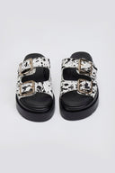 Σανδάλια flatforms με print Mariella Fabiani 2551/95 - Λευκό/Μαύρο - thefashionproject.gr - Mariella Fabiani