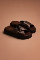 Σανδάλια flatforms με print Tfp  - Καφέ