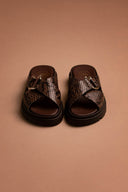 Σανδάλια flatforms με print Tfp  - Καφέ