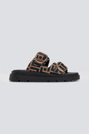 Σανδάλια flatforms με print Tfp - Καφέ - thefashionproject.gr - TFP