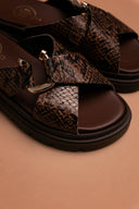 Σανδάλια flatforms με print Tfp  - Καφέ