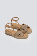Σανδάλια flatforms με ψάθα και πέτρες Mariamare