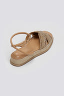 Σανδάλια flatforms με ψάθα και πέτρες Mariamare