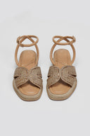 Σανδάλια flatforms με ψάθα και πέτρες Mariamare