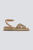 Σανδάλια flatforms με ψάθα και πέτρες Mariamare