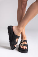 Σανδάλια flatforms με ψάθα Mariella Fabiani 2523/91