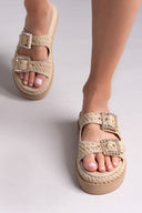 Σανδάλια flatforms με ψάθα Mariella Fabiani 2523/91