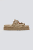 Σανδάλια flatforms με ψάθα Mariella Fabiani 2523/91 - Μπεζ - thefashionproject.gr - Mariella Fabiani