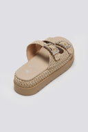 Σανδάλια flatforms με ψάθα Mariella Fabiani 2523/91 - Μπεζ - thefashionproject.gr - Mariella Fabiani