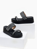 Σανδάλια flatforms με σχοινί και πέτρες Estil
