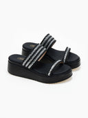 Σανδάλια flatforms με σχοινί και πέτρες Estil - Μαύρο - thefashionproject.gr - Estil