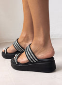 Σανδάλια flatforms με σχοινί και πέτρες Estil - Μαύρο - thefashionproject.gr - Estil