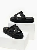 Σανδάλια flatforms με σχοινί και στρας Estil 