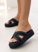 Σανδάλια flatforms με σχοινί και στρας Estil