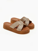 Σανδάλια flatforms με σχοινί και στρας Estil