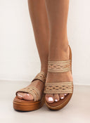 Σανδάλια flatforms με σχοίνινες φάσες Estil - Χαλκός - thefashionproject.gr - Estil