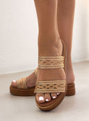 Σανδάλια flatforms με σχοίνινες φάσες Estil - Χαλκός - thefashionproject.gr - Estil