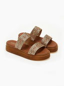 Σανδάλια flatforms με σχοίνινες φάσες Estil - Χαλκός - thefashionproject.gr - Estil