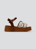 Σανδάλια flatforms με υφασμάτινη print φάσα Estil